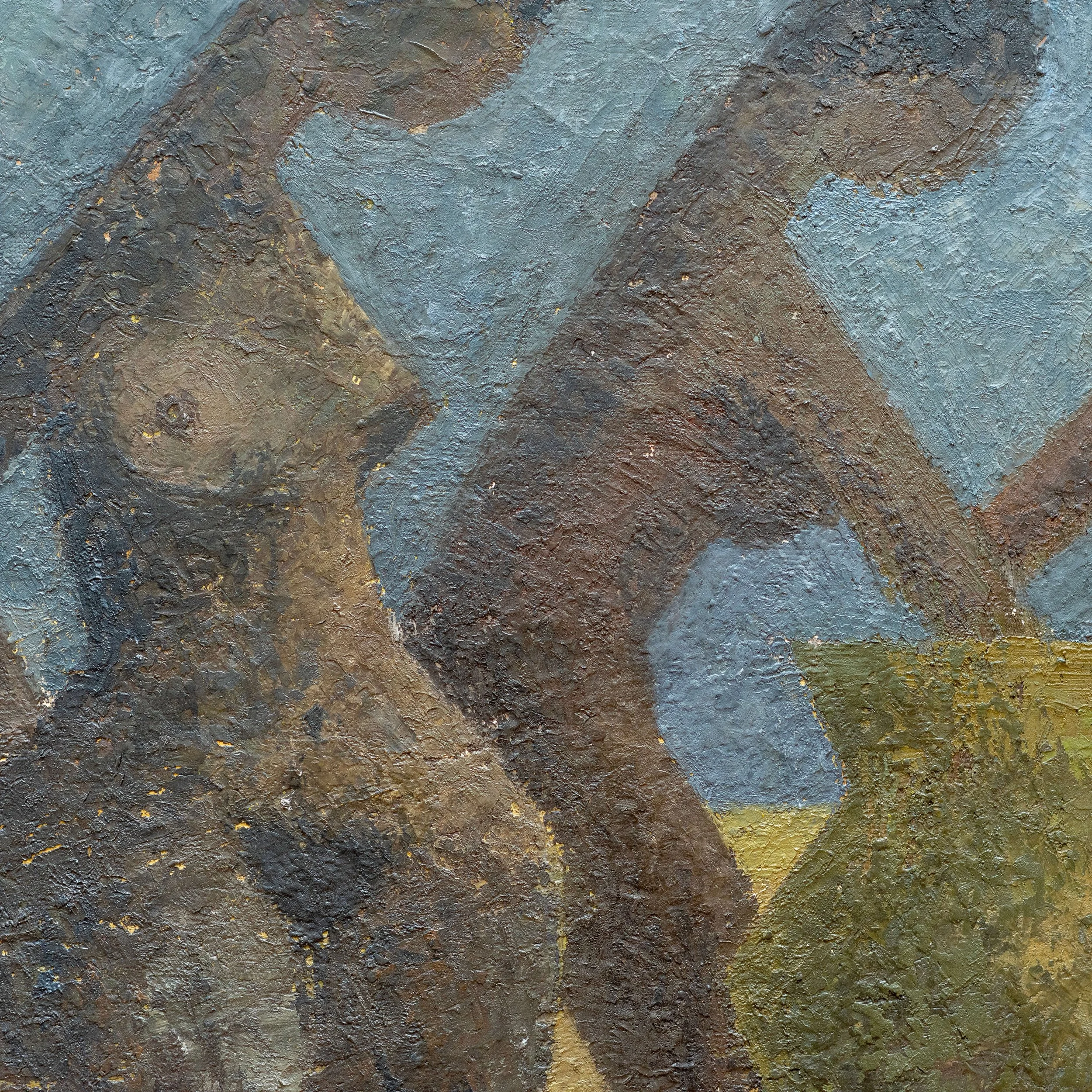 detail Mid 20th Century Oil Painting Nude Figures hutt decor