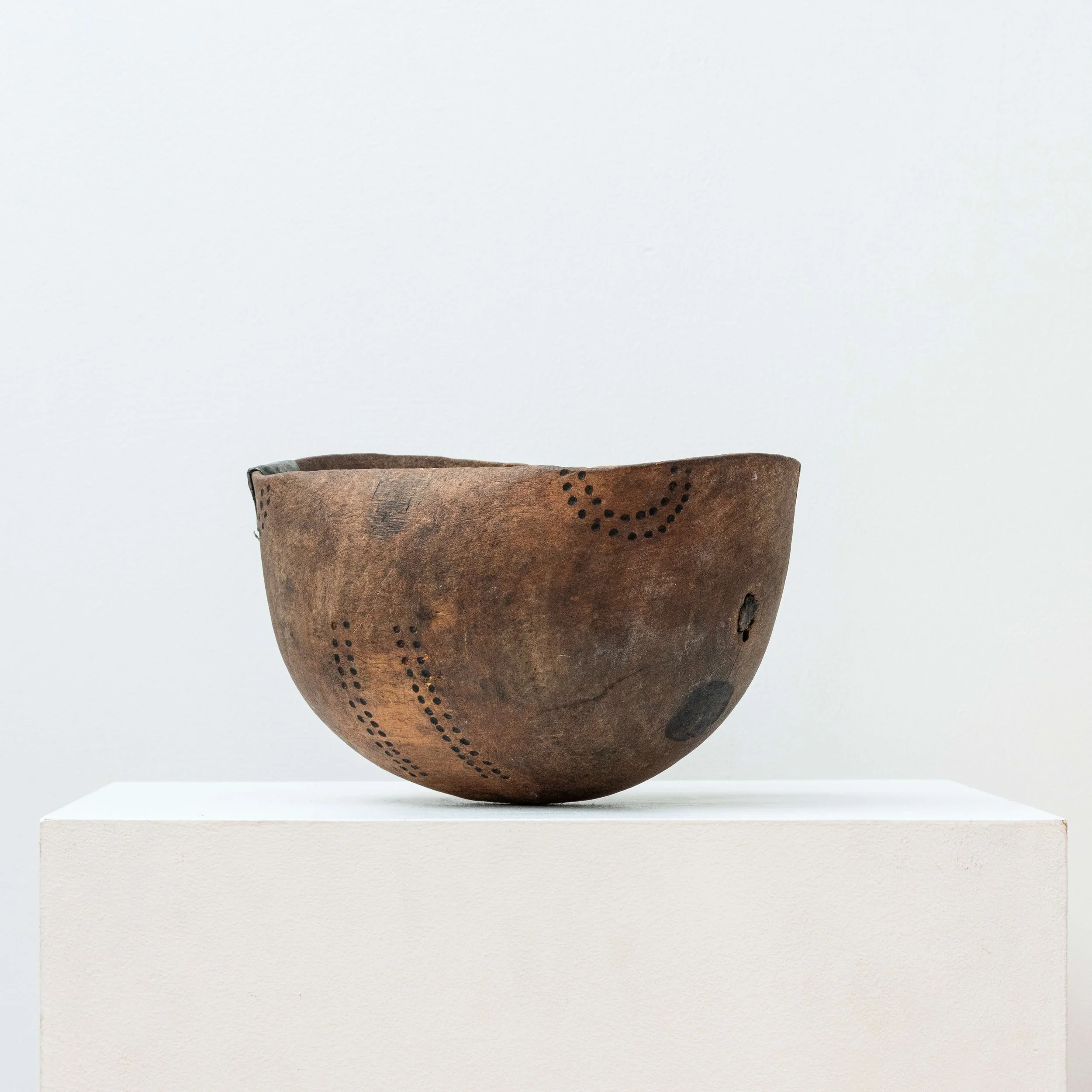 side Hand Carved Wooden African Turkana Bowl hutt decor