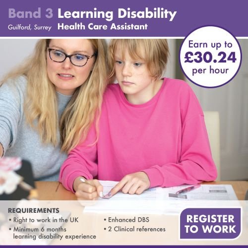 Band 3 Learning Disability Health Care Assistant | Guilford, Surrey