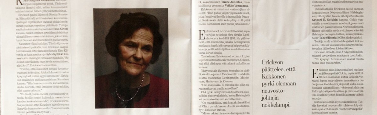 Aapo Huhdan henkilökuva Karen Ericksonista (SK 6.9.2013)