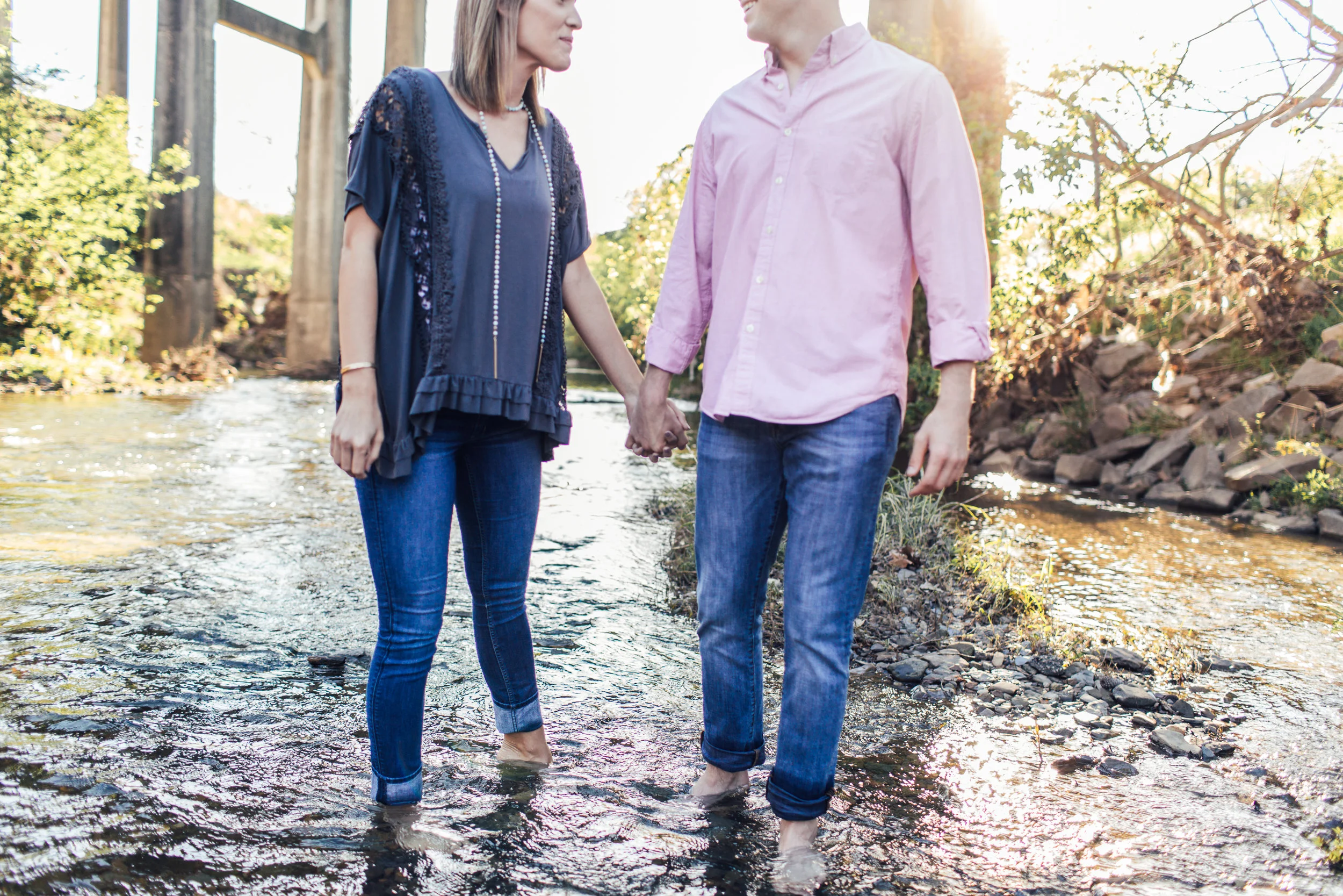 Carson & Chelsea's Creek Engagement | Riverside and Botanical Gardens