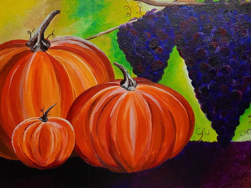 Pumpkins & Grapes #1  • acrylic on canvas
©2021 Amber C. Smith ALL RIGHTS RESERVED