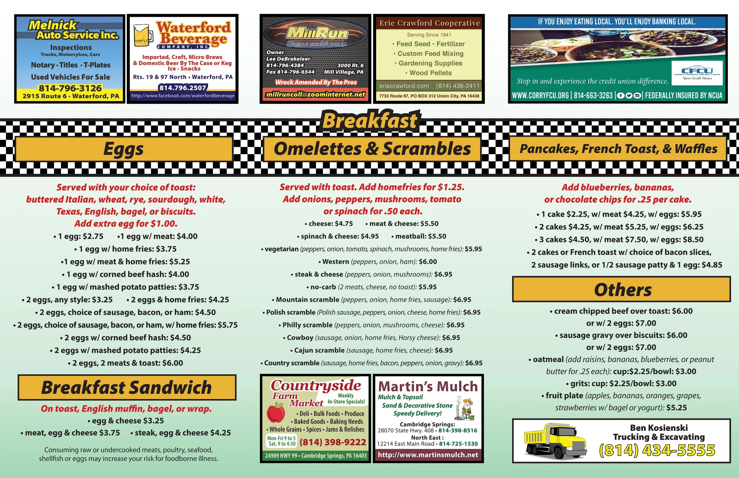 Restaurant Take-Out Menu