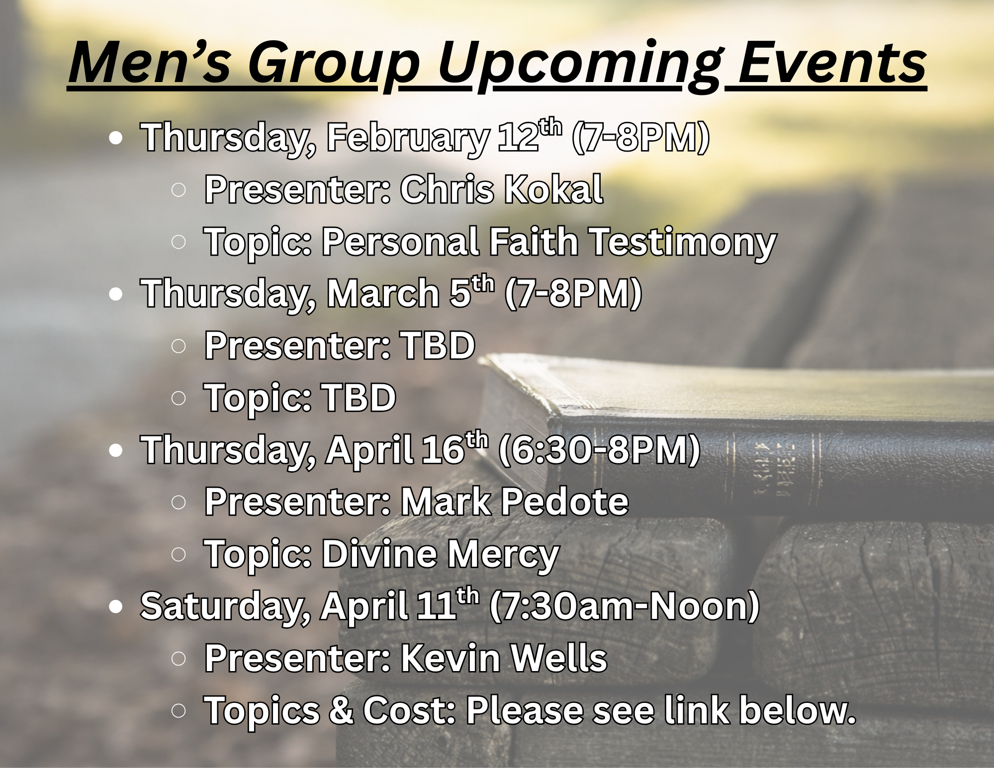 Men's Group Meetings