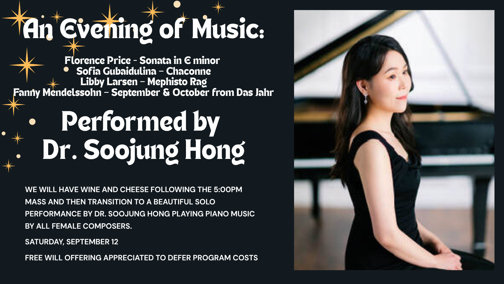 An Evening of Music with Dr. Soojung Hong at St. Therese!