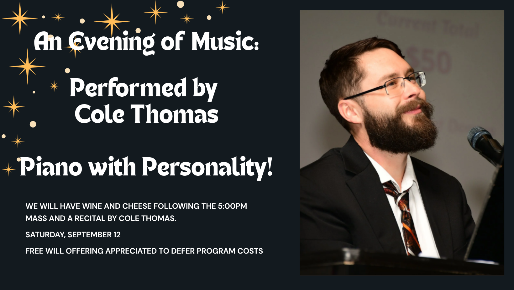 An Evening of Music with Cole Thomas at St. Therese!
