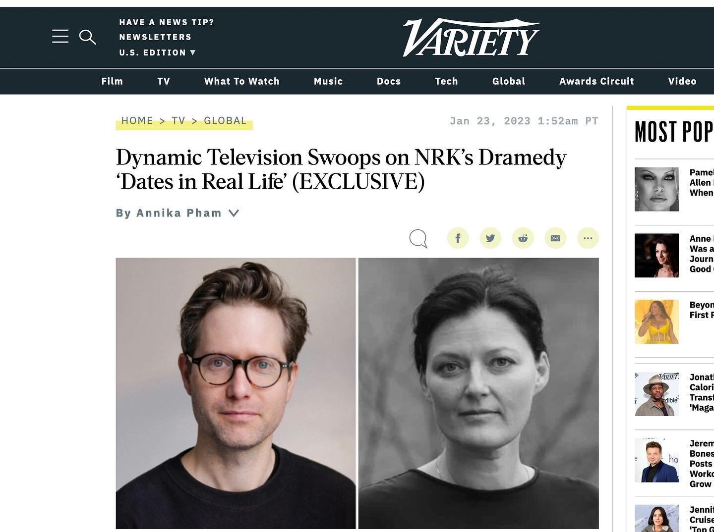 Variety on &laquo;Dates In Real Life&raquo; - an upcoming drama series written and directed by me, produced by Maipo Film for Norwegian state broadcaster NRK and distributed internationally by Dynamic Television. We&rsquo;ve already shot parts of it.