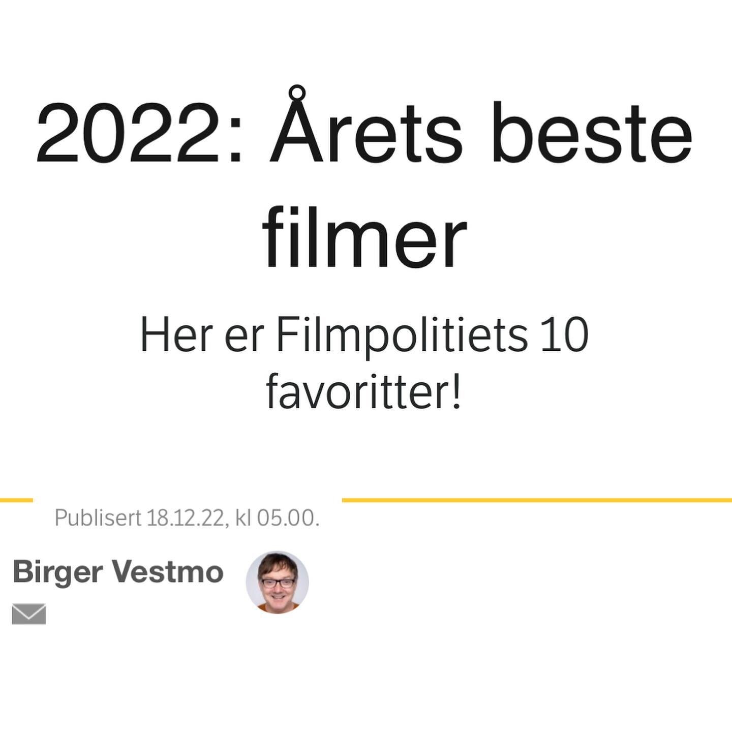 🍾 The film critic Birger Vestmo at Norwegian state broadcaster NRK has put &laquo;Thomas vs. Thomas&raquo; on his top 10 of 2022. We&rsquo;re in humbling company with some of my own favourites from 22, including &laquo;Licorice Pizza&raquo; 🍕 and &