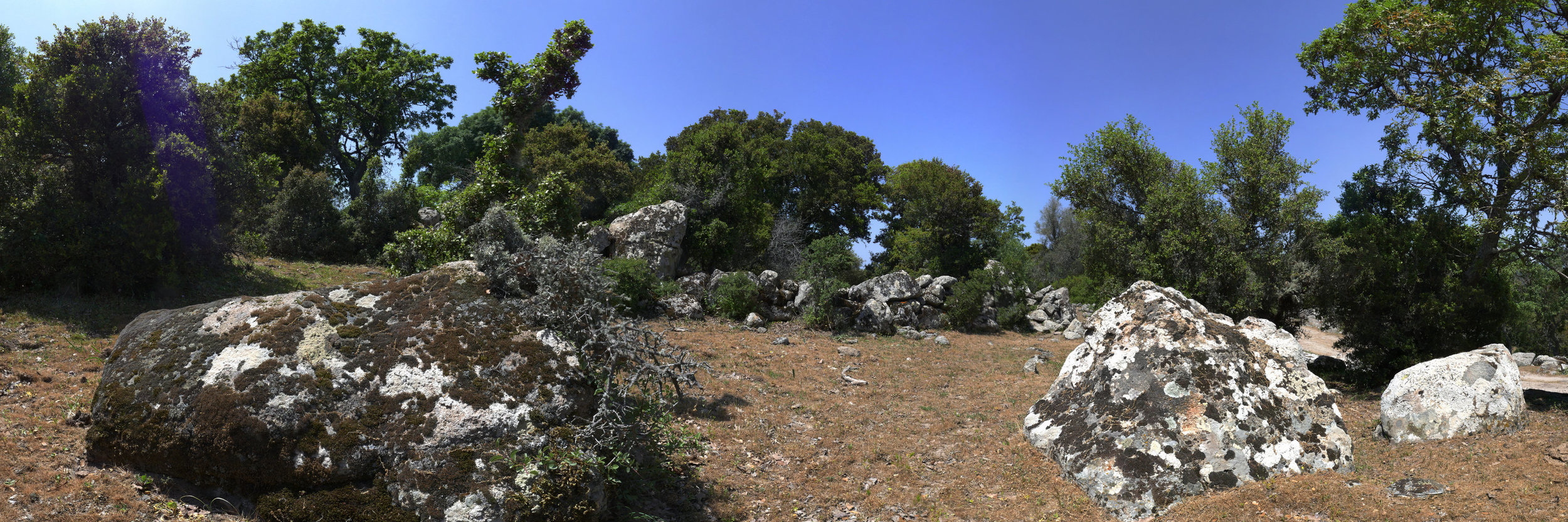 mossbewachsene Steine im Gebirge von Lesbos