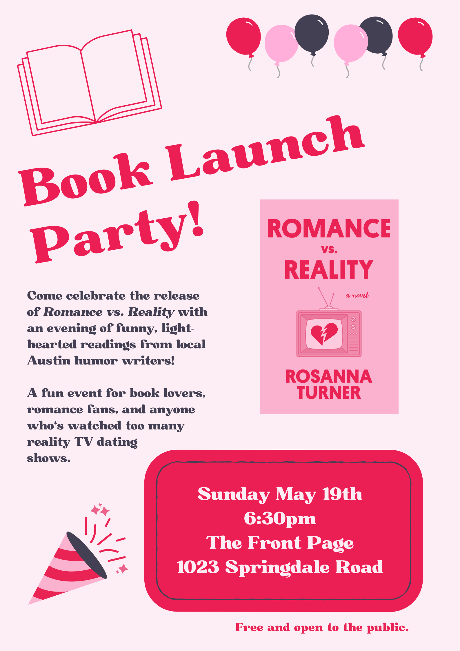 Book Launch Party! Romance vs. Reality by Rosanna Turner