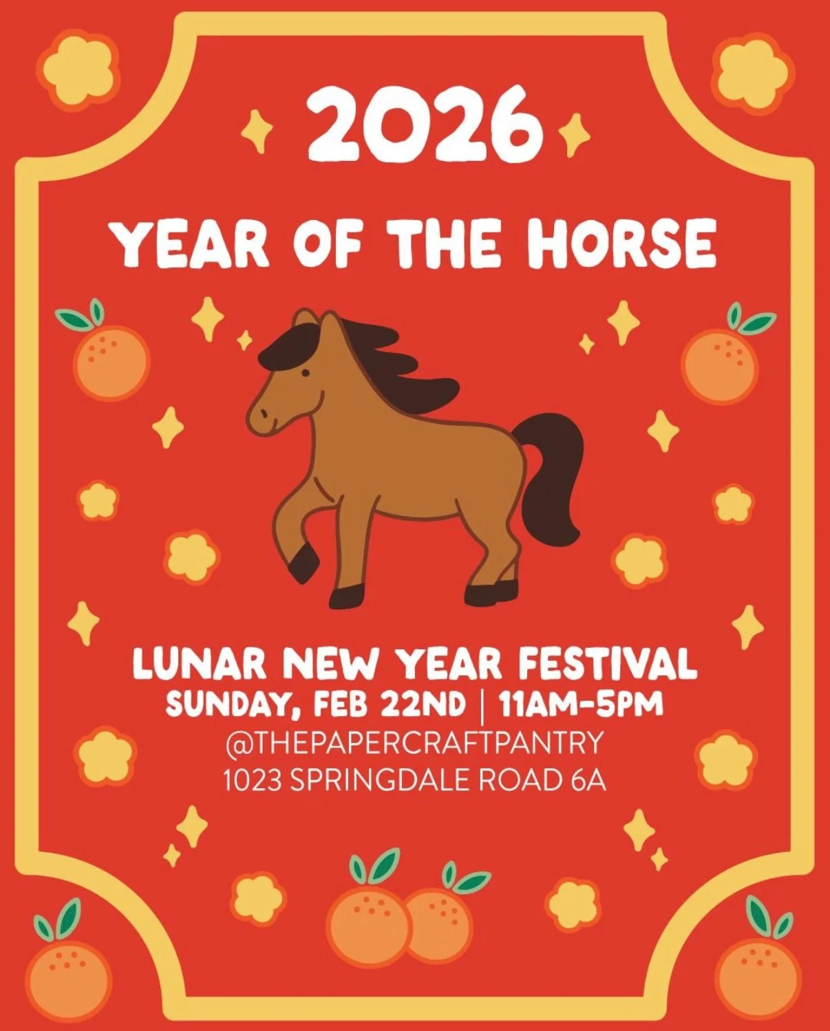 Happy 2026! It&rsquo;s almost our favorite time of year - Lunar New Year at @thepapercraftpantry 🎊🐴

This year marks the 5th annual festival. Celebrate the Year of the Horse with wonderful performances, the largest vendor lineup yet, food pop-ups, 