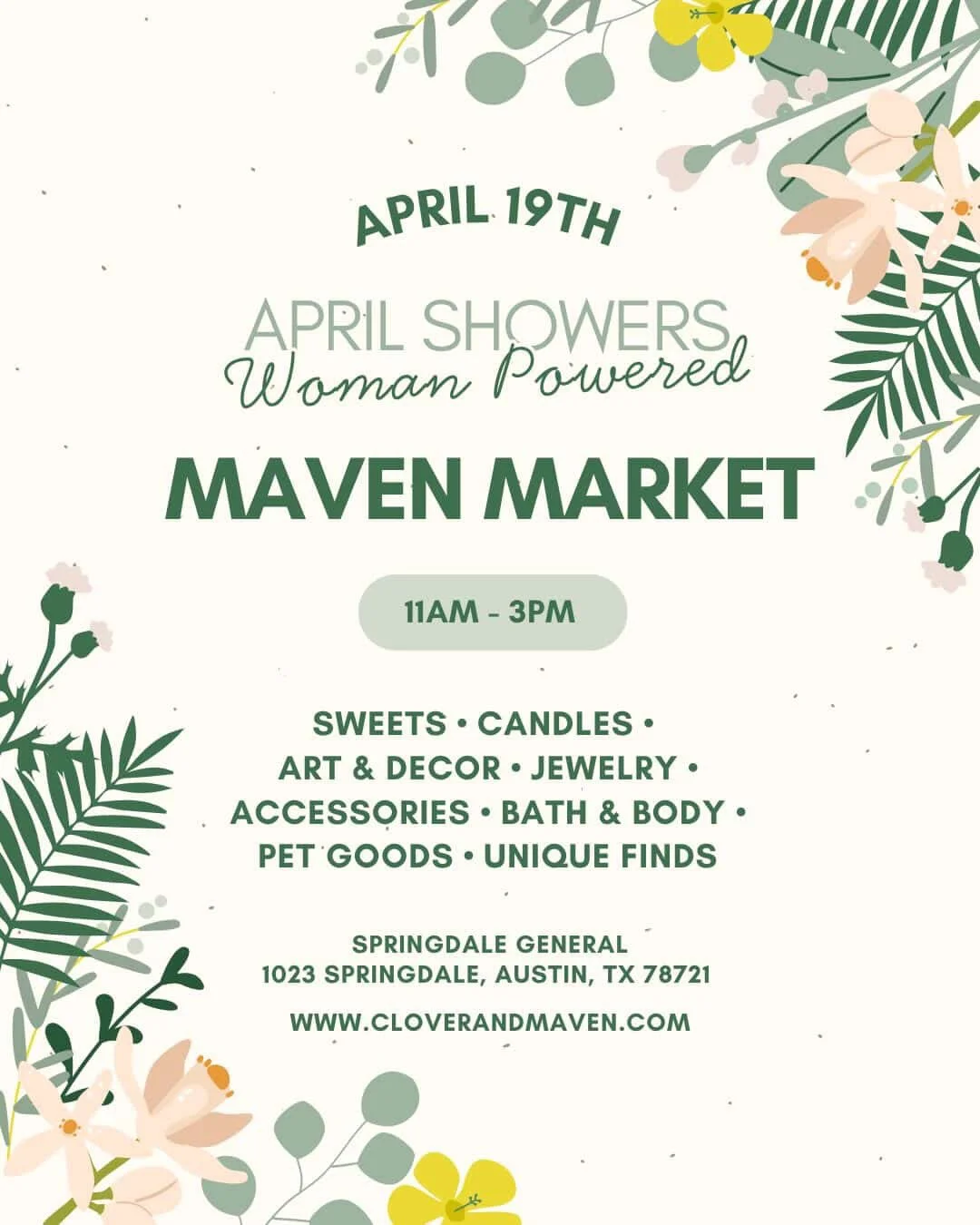 April Showers, Woman Powered Market at Clover and Maven