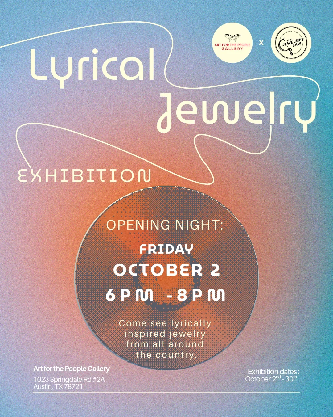 Lyrical Jewelry Opening Reception at Art for the People Gallery