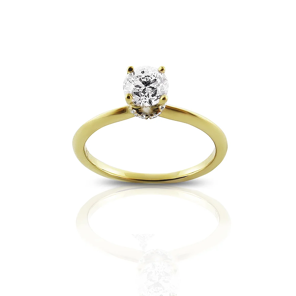 Yellow Gold Diamond Studded Bolero Mount Ring