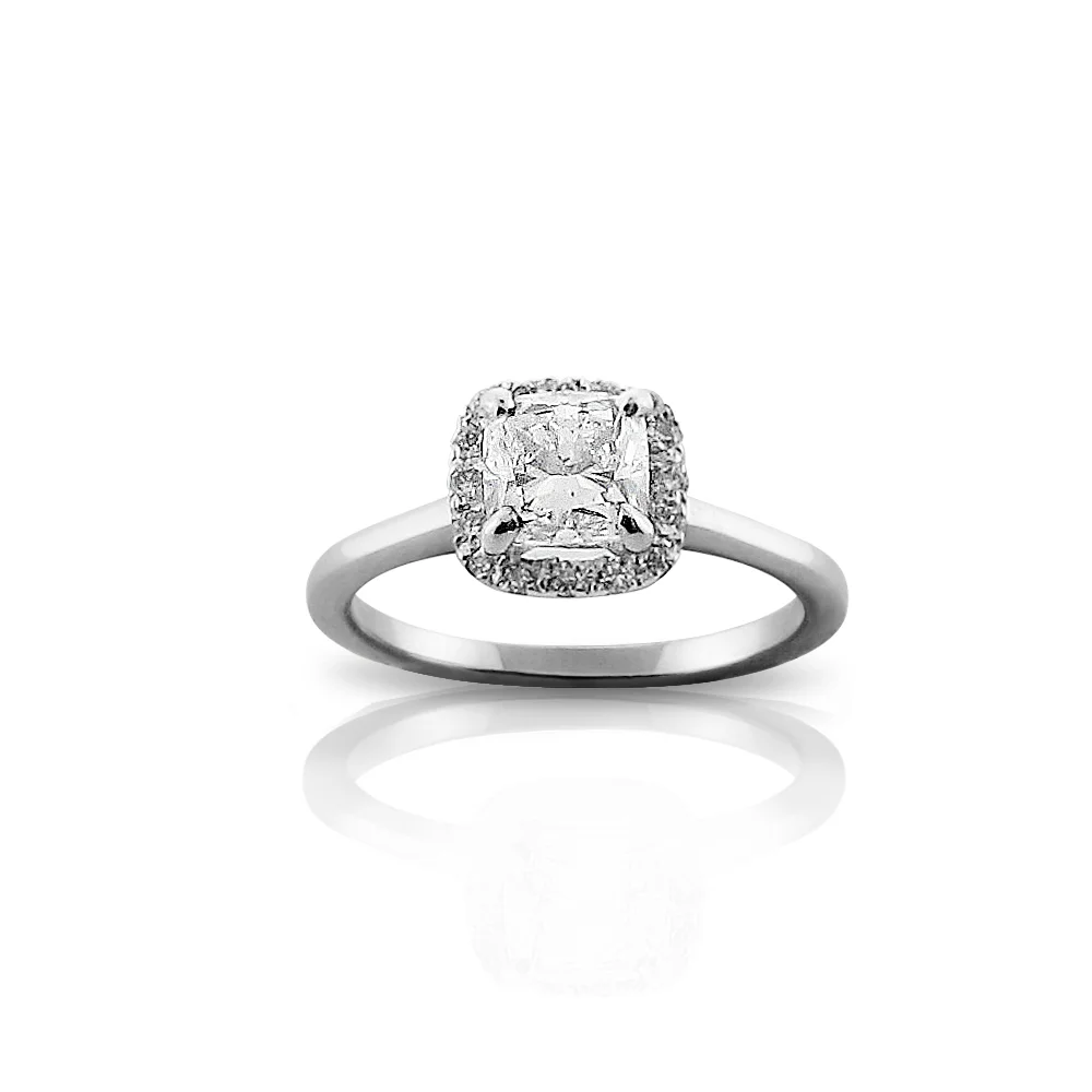Eye Catching Cushion Cut With Glittering Diamond Halo