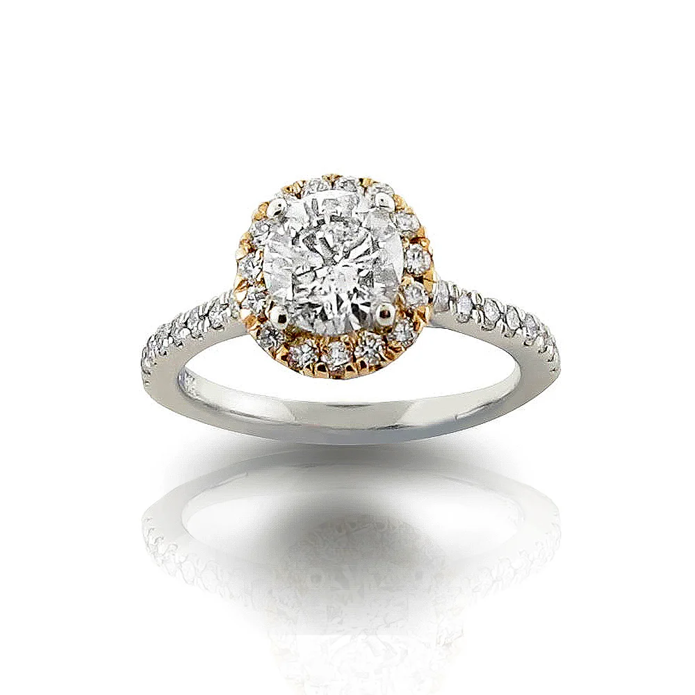 Rose Gold Halo Diamond Engagement Ring
