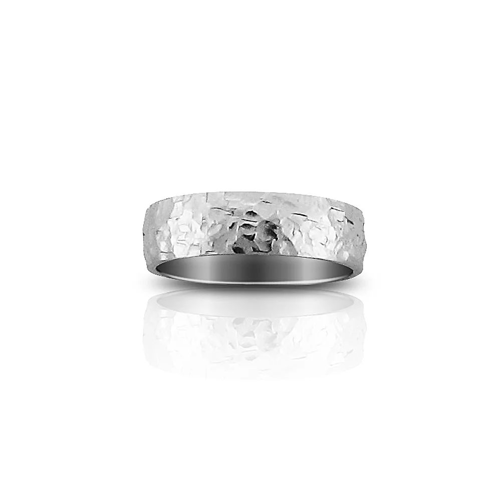 Hammered White Gold Ring