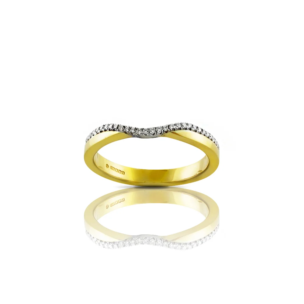 Yellow Gold Diamond Wave Design Wedding Band