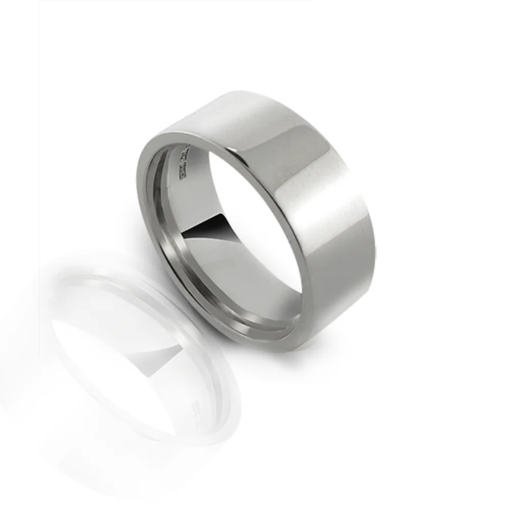 8MM White Gold Flat Court Band