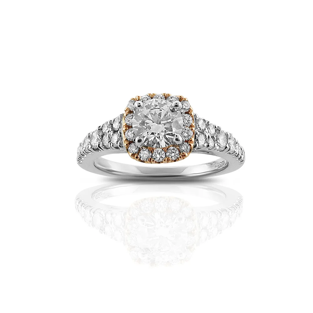 Gorgeous Diamond Engagement Ring With A Rose Gold Halo