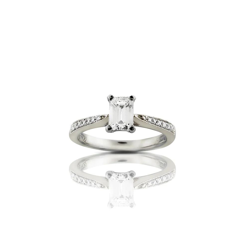 Emerald-Cut Tapering Diamond Ring