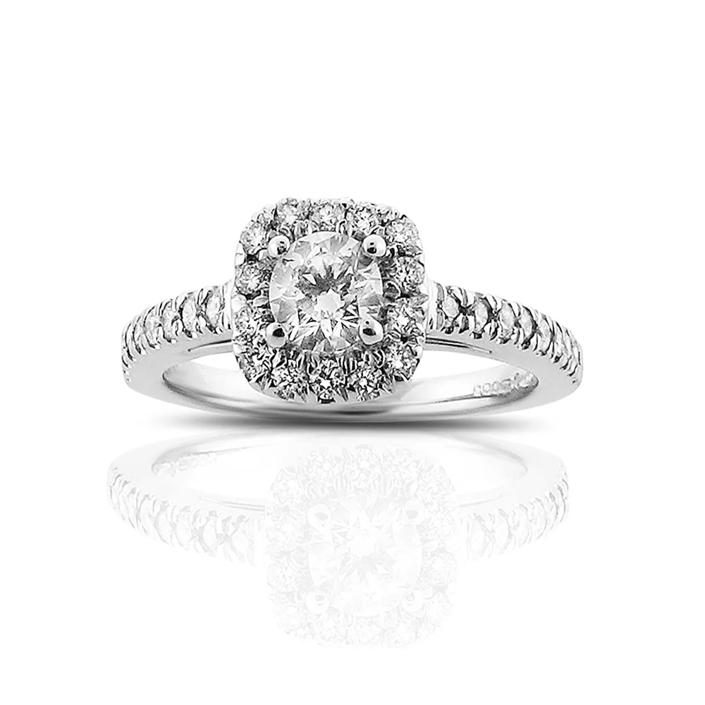 Diamond Engagement Ring in a Square Halo Design