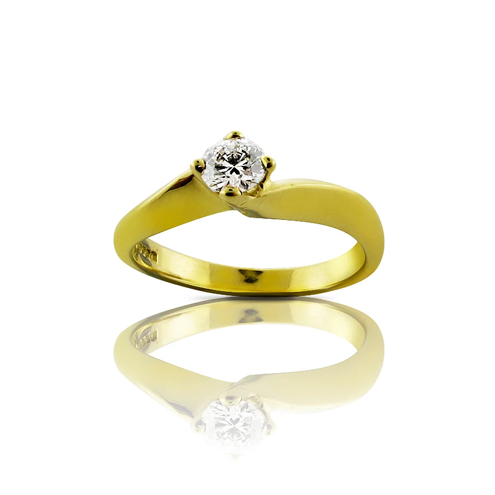Heavy Twisted Yellow Gold Engagement Ring