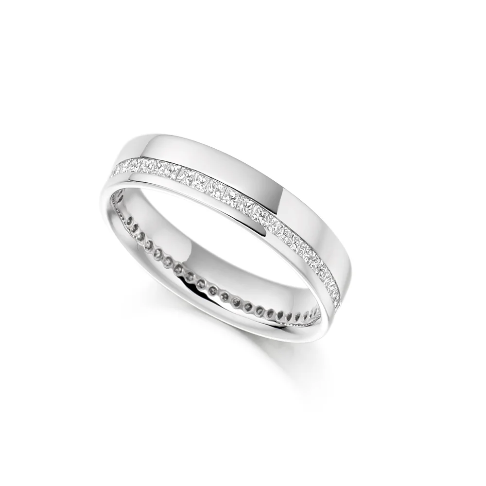 Channel-Set Princess Cut Diamond Wedding Ring