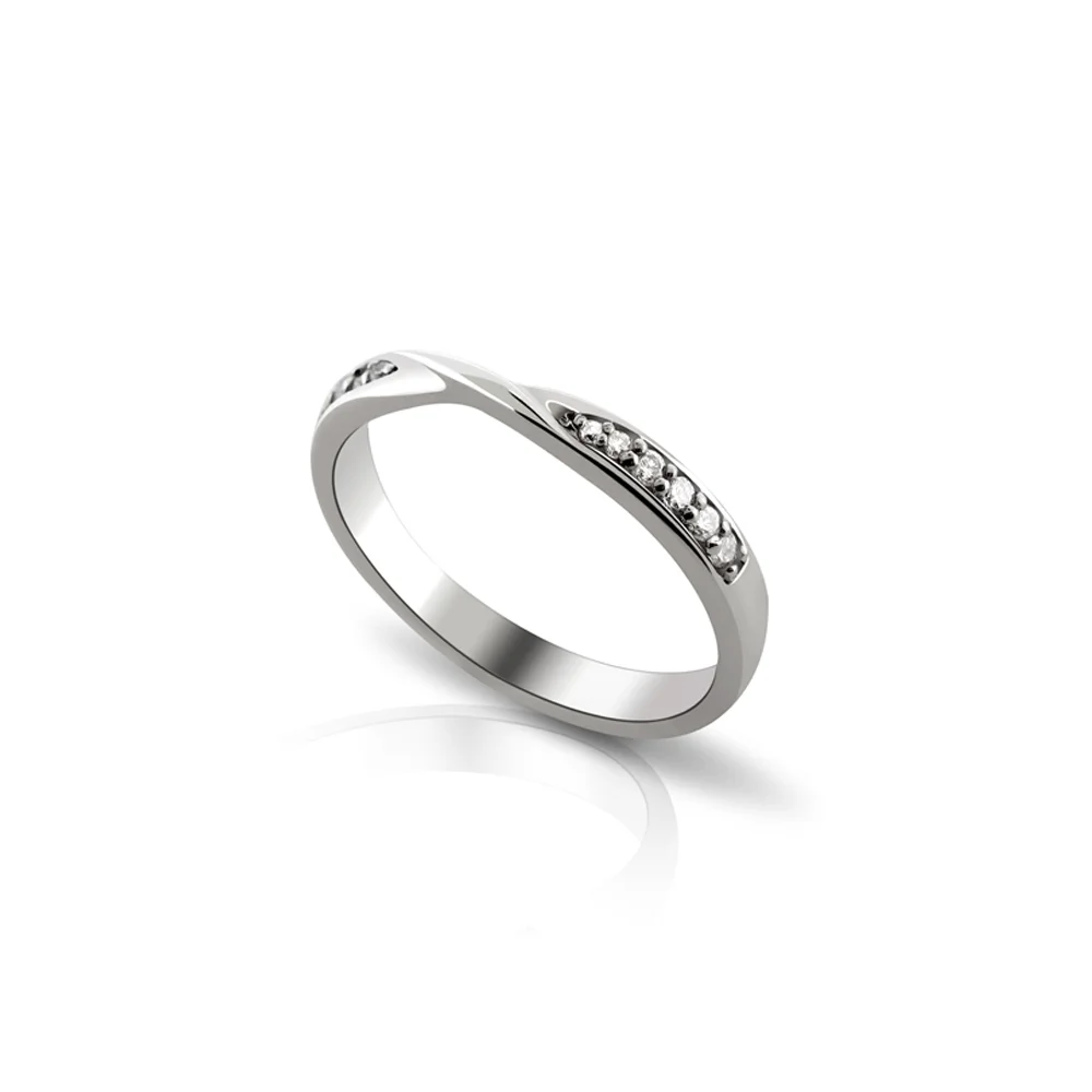 Grain-Set Ribbon Twisted Design Wedding Ring