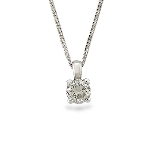Four Claw Single Stone Diamond Pendant