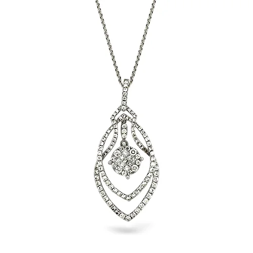 Double Diamond Leaf Design Pendant