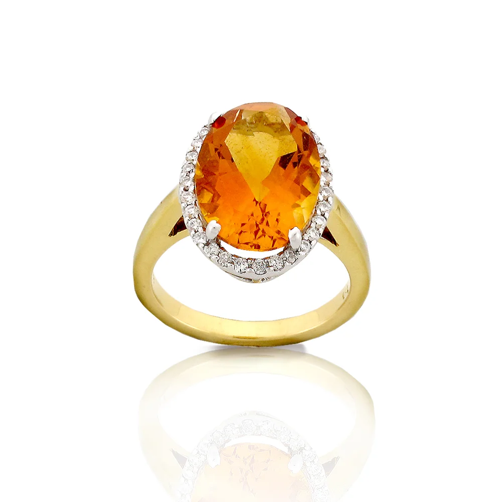 Citrine And Diamond Ring