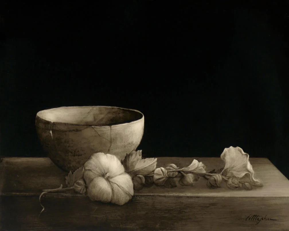 Hollyhocks with Bowl