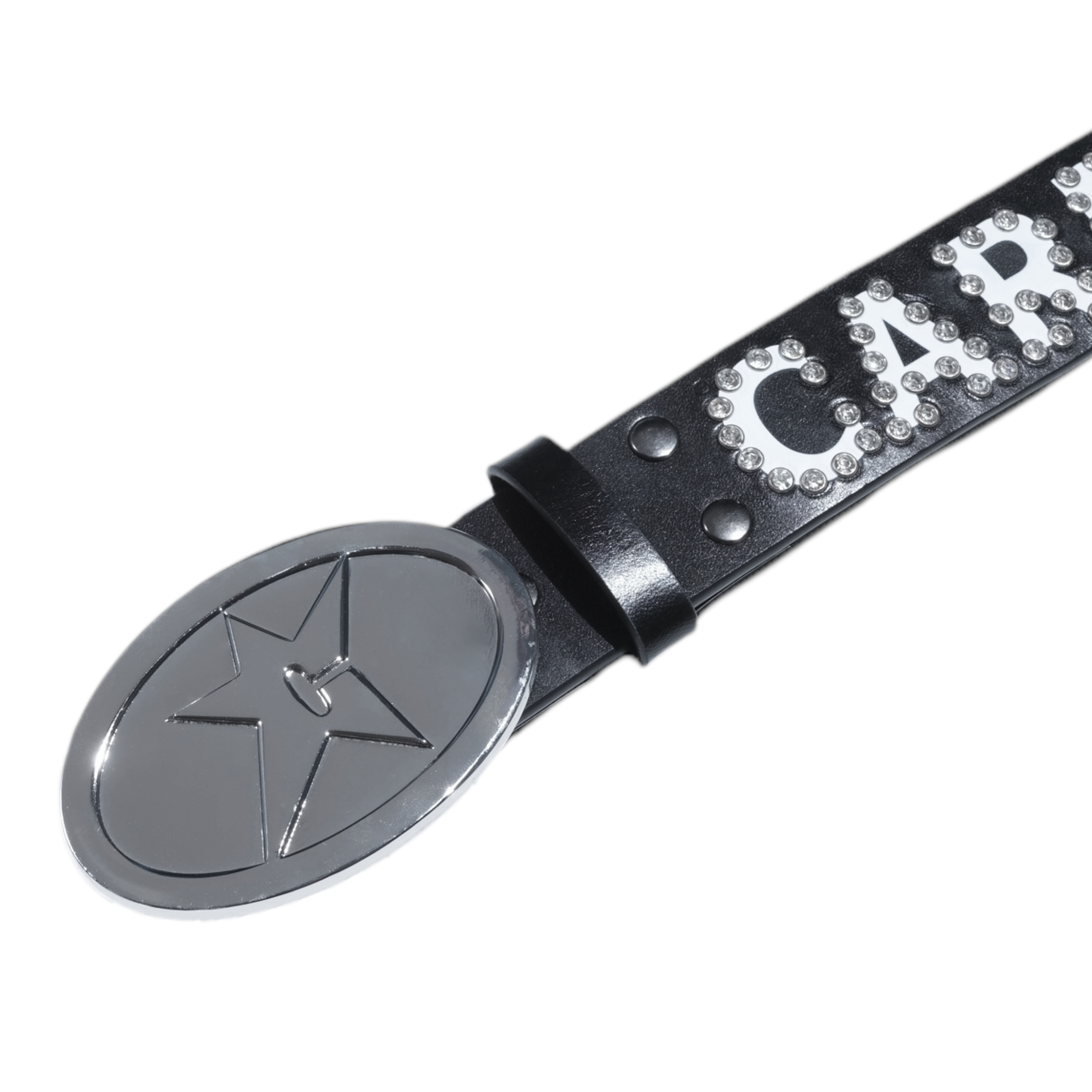 Rhinestone Leather Belt - Black — Carpet Company