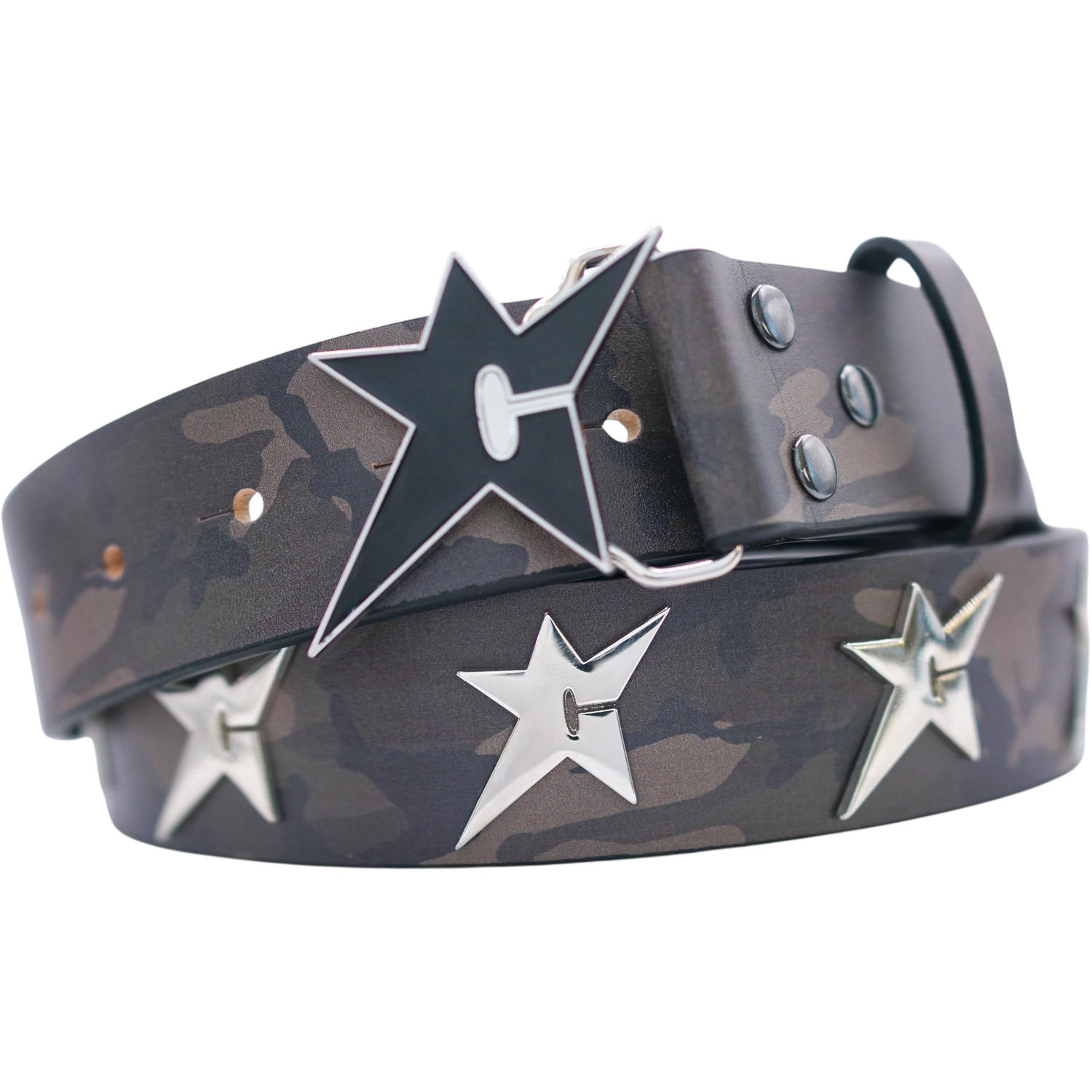 Riveted Leather Belt - Camo — Carpet Company