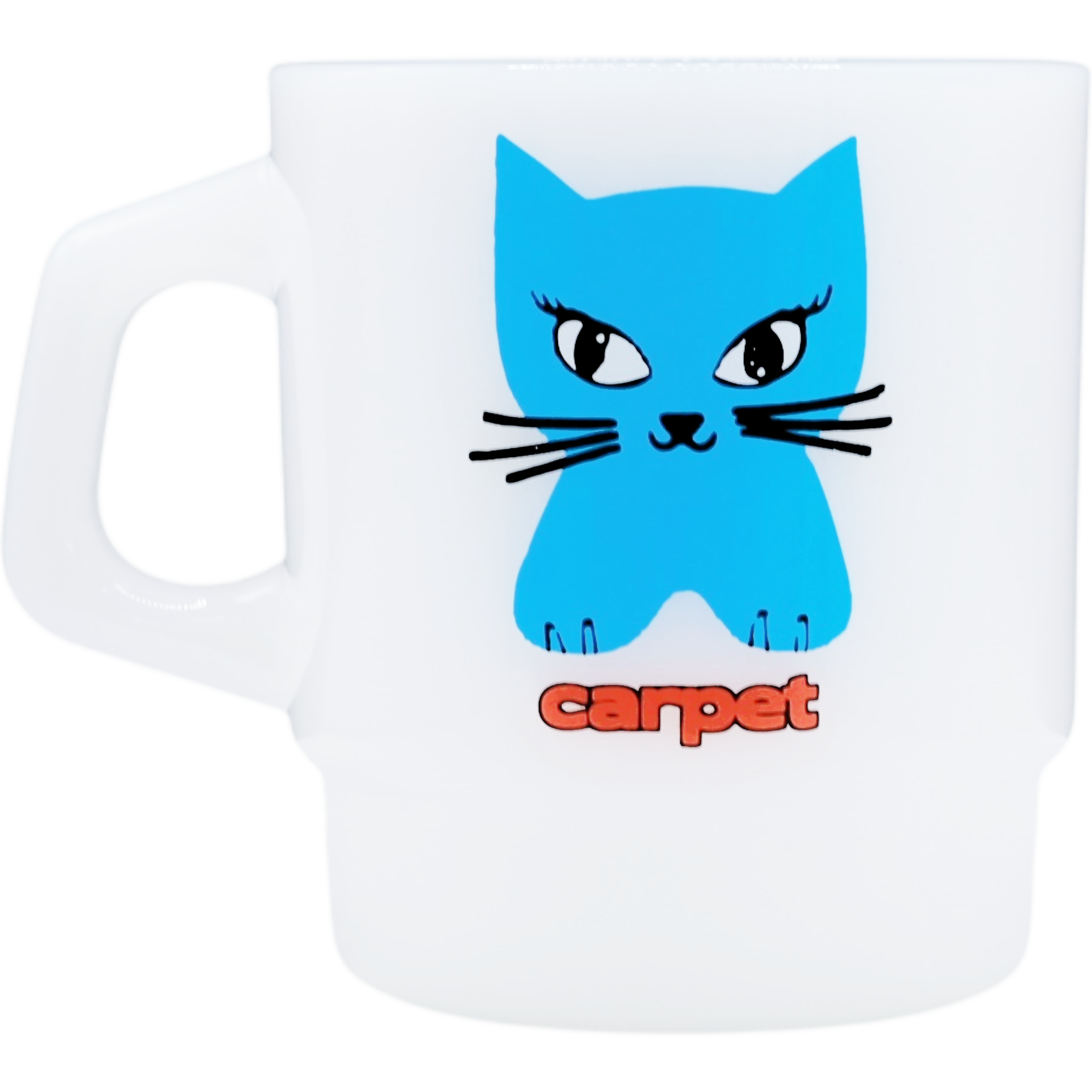 Cat Milk Glass Mug - Blue