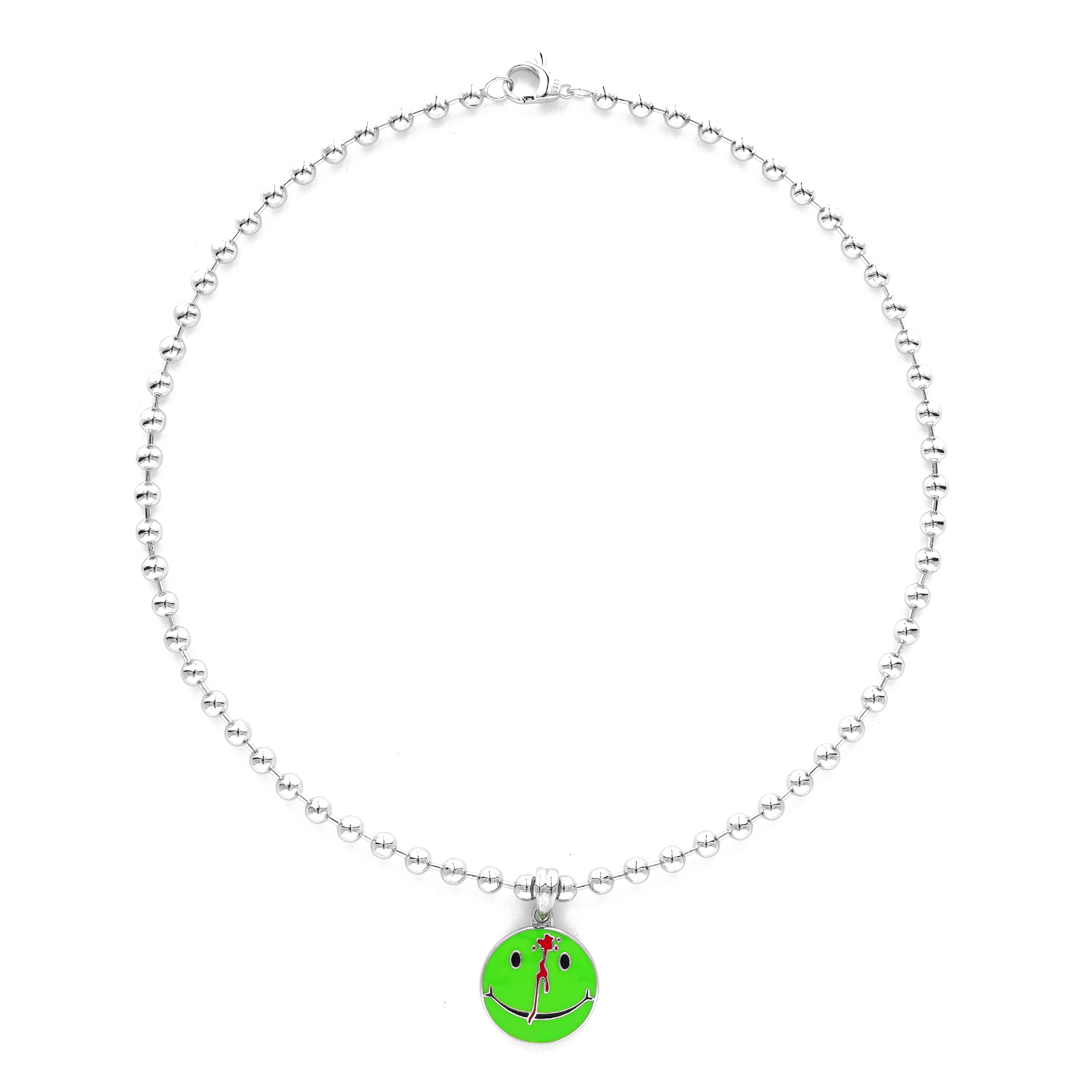 Smiley .925 Silver Necklace - Green