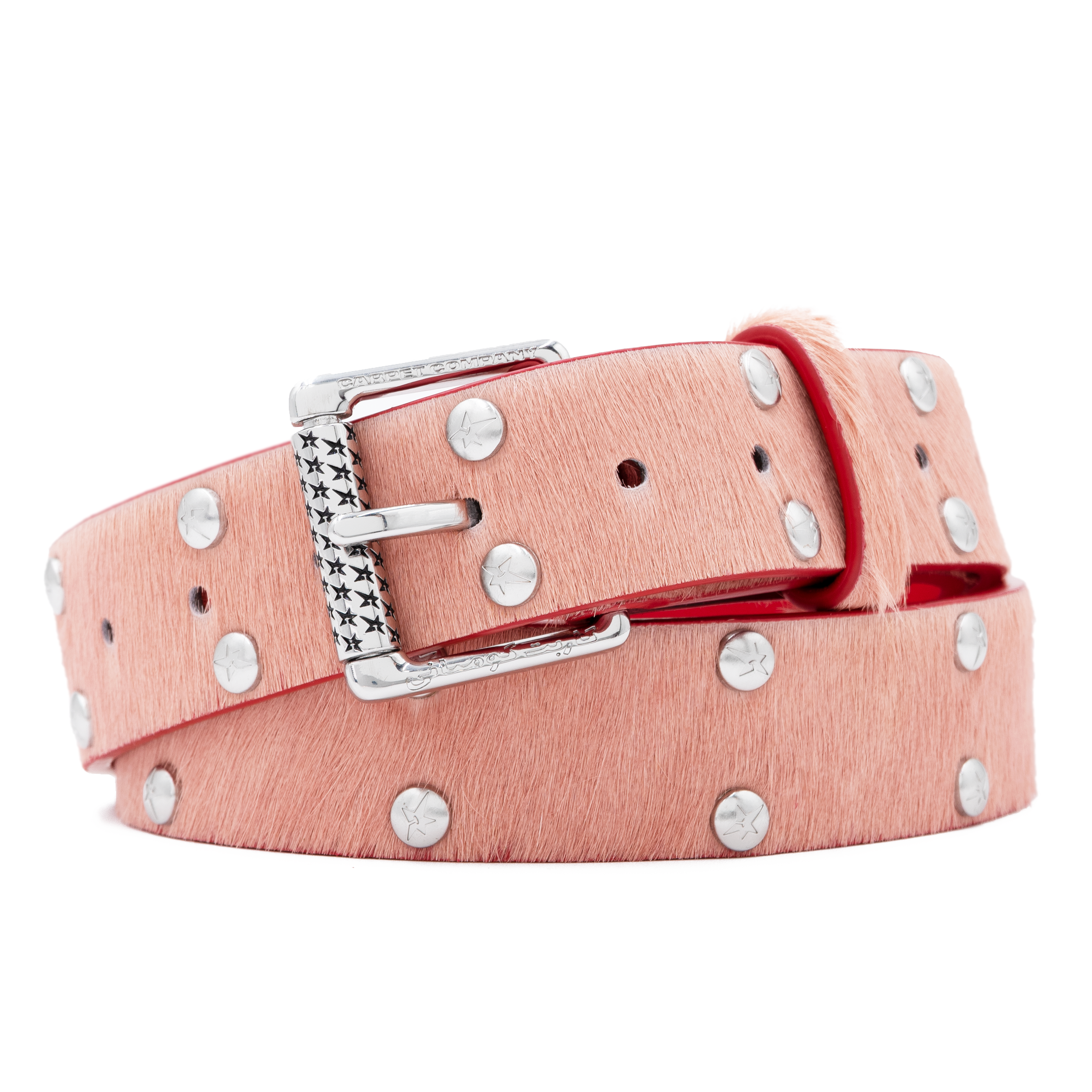 Ponyhair Studded Belt - Pink