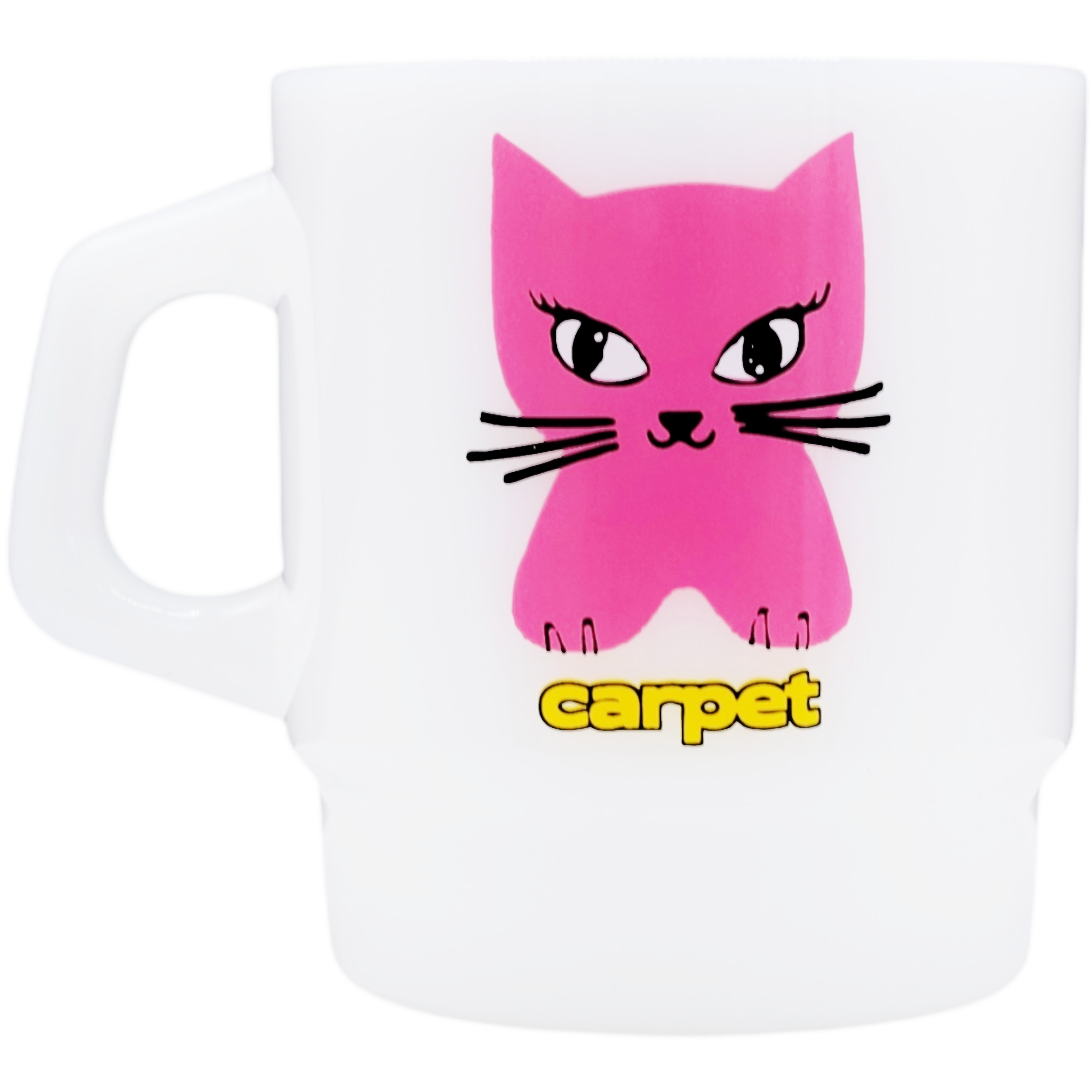 Cat Milk Glass Mug - Pink
