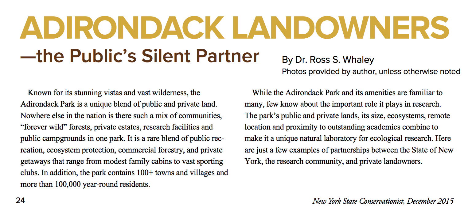 Stewardship Overview — Adirondack Landowners Association