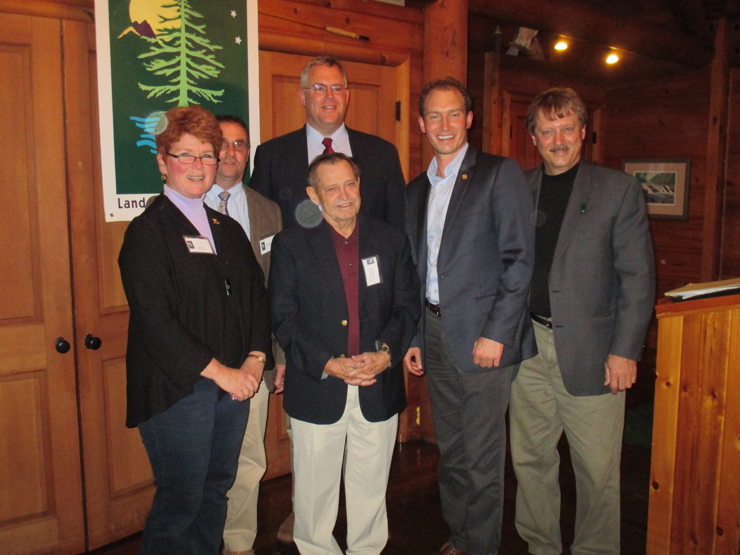   [l-r] APA Chairwoman, Lani Ulrich, AATV President, Brian Towers, Newcomb Supervisor, George Canon, Asst. Secretary for the Environment, Peter Walke, NYS Assemblyman, Dan Stec and ALA President, Tom Williams  