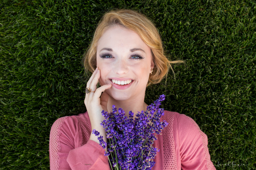 Olympia Senior Photographer Evergreen Lavender Farm Laying Down