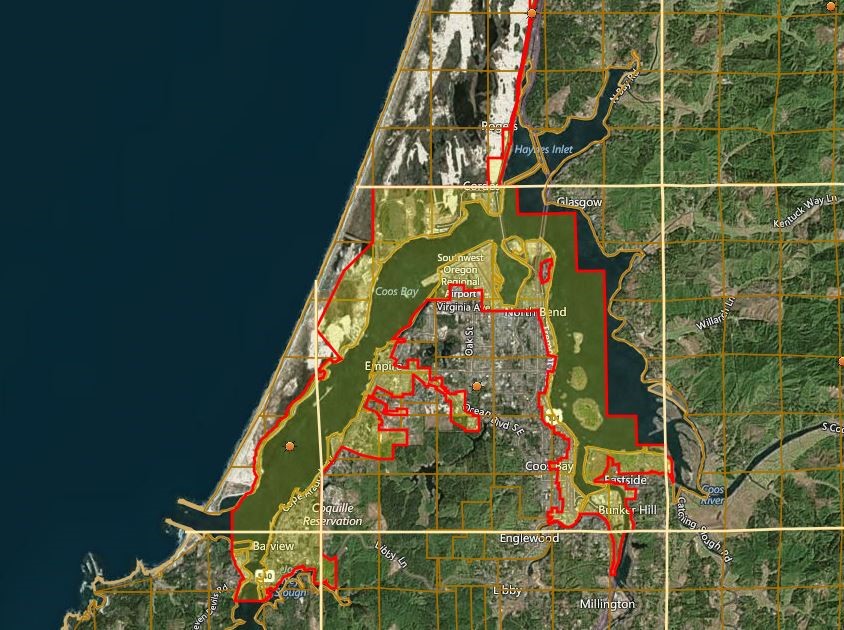 The Boundary of the Bay Area Enterprise zone, shown in yellow shading above 