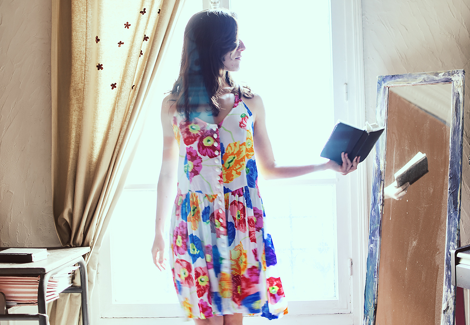 Tell Me a Story Photography : Clara Abi Nader - Nikon D7000 - 35mm f/1.8 @ f/1.8 - 1/15 - ISO:100 - tripod and 10sec timer - Vintage Dress collected by Young Wilderness