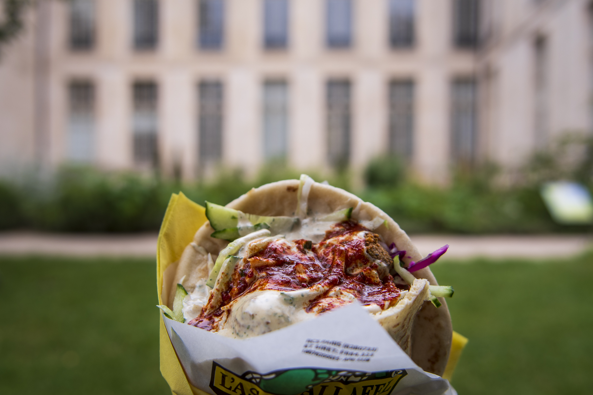 Eating my L’as du Fallafel at JARDIN DES ROSIERS – JOSEPH-MIGNERET PHOTOGRAPHY: ALEXANDER J.E. BRADLEY • NIKON D7000 • AF-S NIKKOR 24-70MM Ƒ/2.8G ED @ 24MM • Ƒ/2.8 • 1/500 SEC • ISO 100
