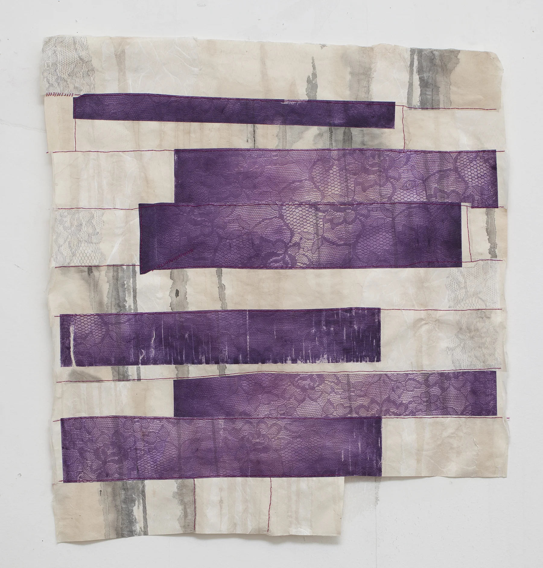 an instance of fixing monoprint, etching, chine colle, dyeing, and embroidery