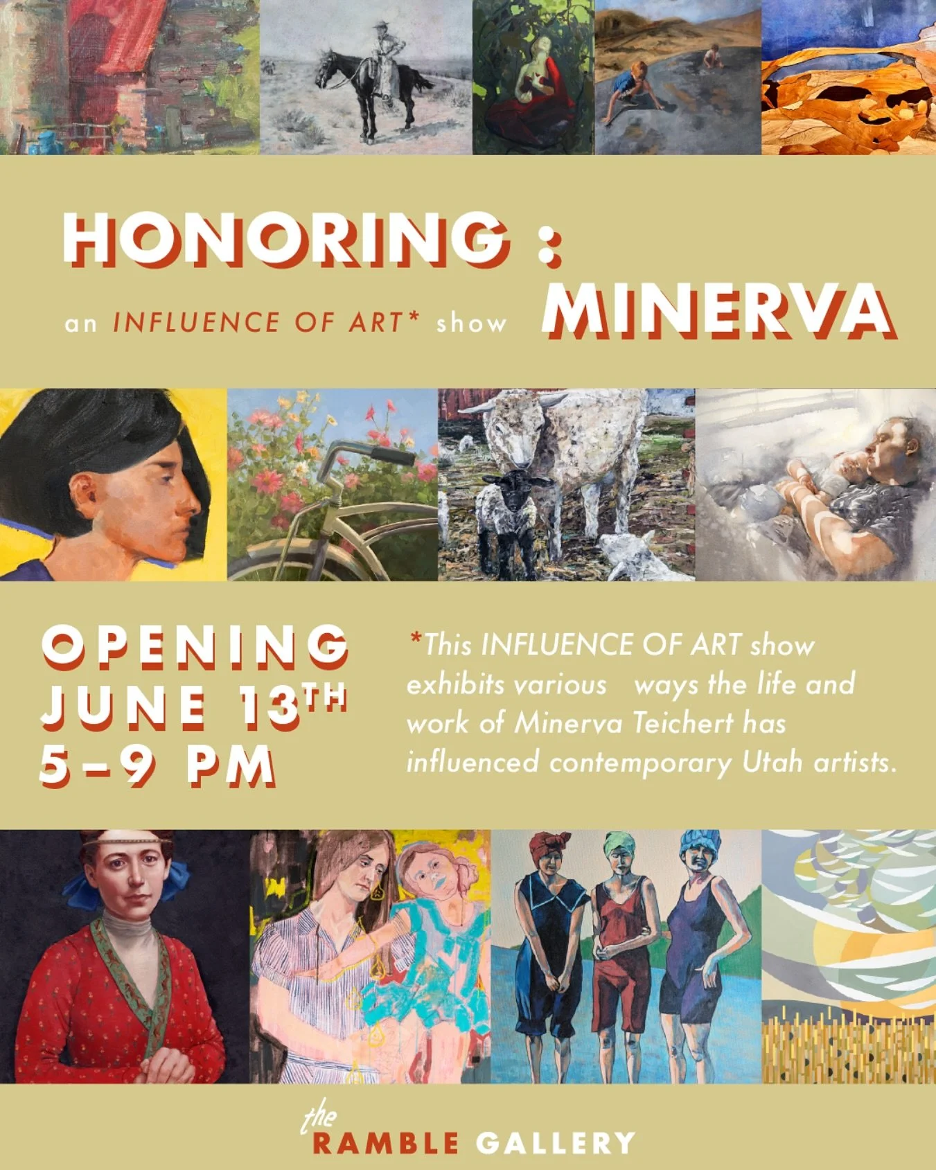 HONORING : MINERVA // June 13 // MARK YOUR CALENDARS // We are excited for the upcoming show HONORING : MINERVA, the first of an ongoing annual series entitled INFLUENCE OF ART series. This first one explores ways contemporary artists in Utah have be