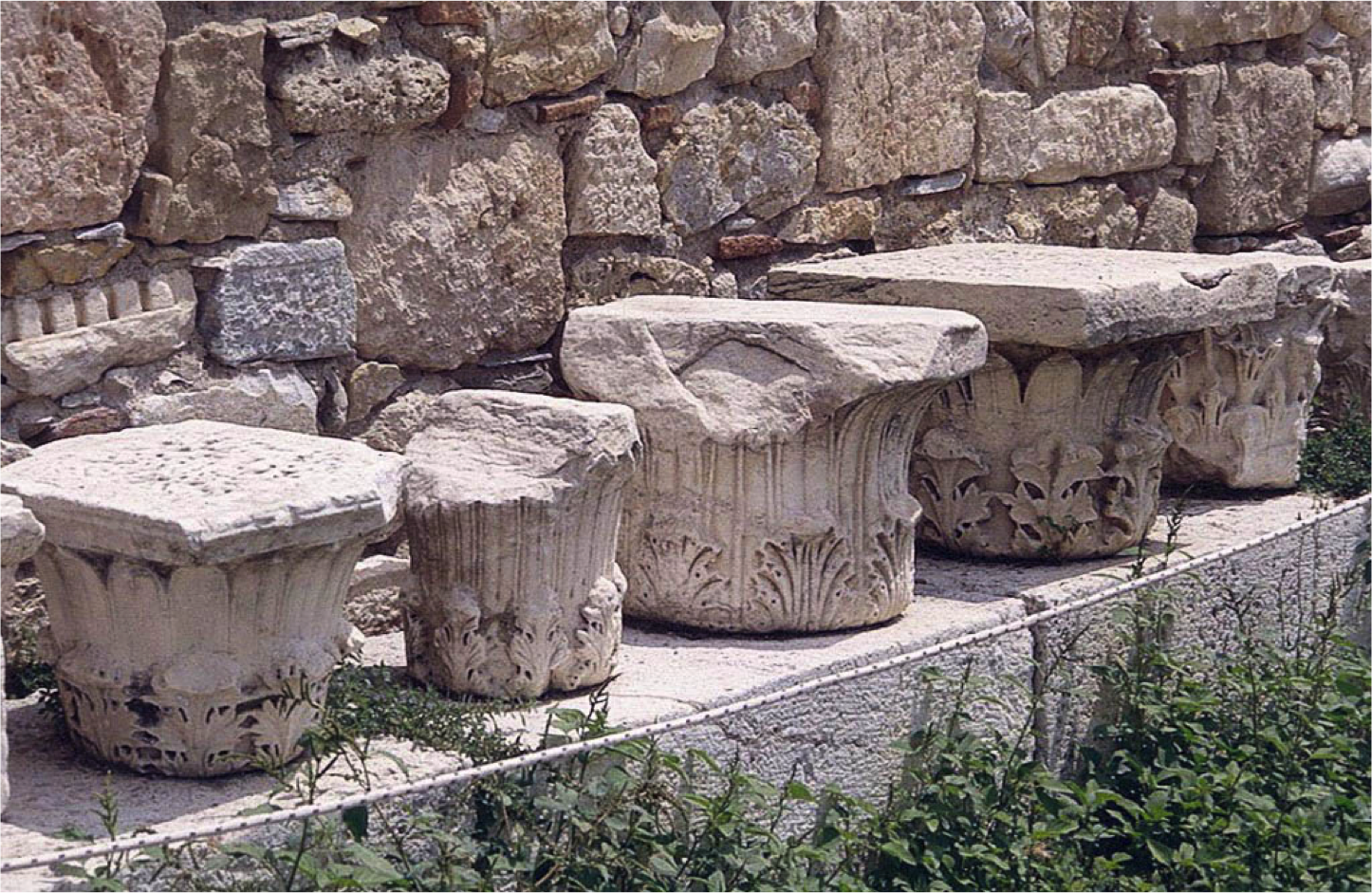 However, as this photograph attests, in Athens there survive many versions of this capital type. This set is found right next to our tower, and within the archeological zone of the Roman Agora. In the scholarly literature our capital is usually referred to as belonging to the Pergamene Type. So many manifestations of this capital were found in the site of the ancient city of Pergamon by the German archaeologists who first excavated there, that they concluded this type was first created in this major Hellenistic City. 