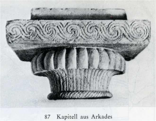 Far older though, and from the island of Crete is a capital currently residing in the Herakleion Museum and found in the Ancient site of Arkades. Dating to the Bronze Age, which ended in 1200 B.C., it is a product of the culture of the Minoans, who ruled Crete throughout the Early and Middle Bronze Ages. On its abacus is found an ornamental motif, the spiraling wave pattern. This pattern is an ornamental motif which can be seen throughout the full spectrum Classical tradition, at all scales and across the full range of material artifacts. Whatever its origins in the bronze age might have been (it is already present in Paleolithic Art), for us it foregrounds the centrality of Motifs and Ornament in both Practice, and Reflection upon practice.