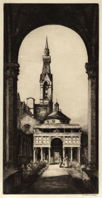 Pazzi Chapel, Florence, 1920: by Sidney Tushingham (Syracuse University Art Collection)